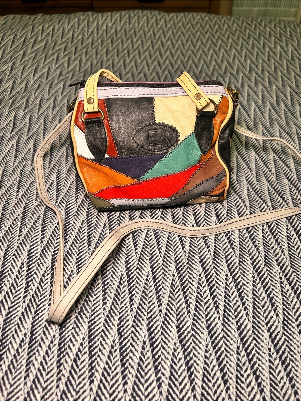 Vintage retro patchwork leather Crossbody Bag - Picture 5 of 5